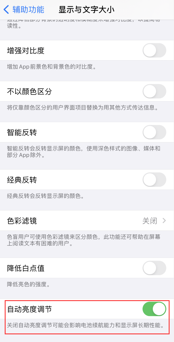 郴州苹果手机维修分享iPhone 自动亮度调节失灵怎么办 